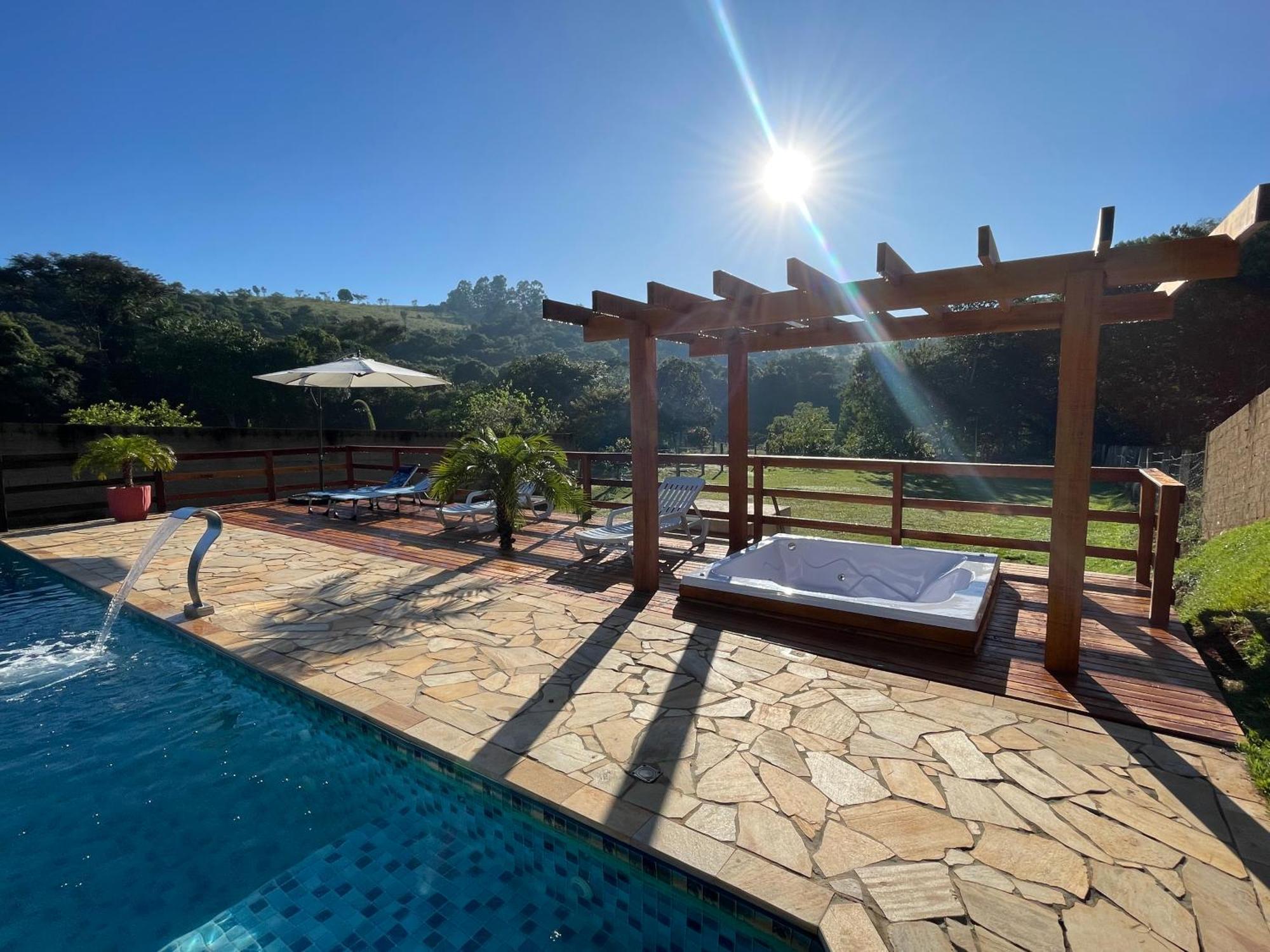Chacara Com Piscina Climatizada E Jacuzzi Villa Socorro  Bagian luar foto